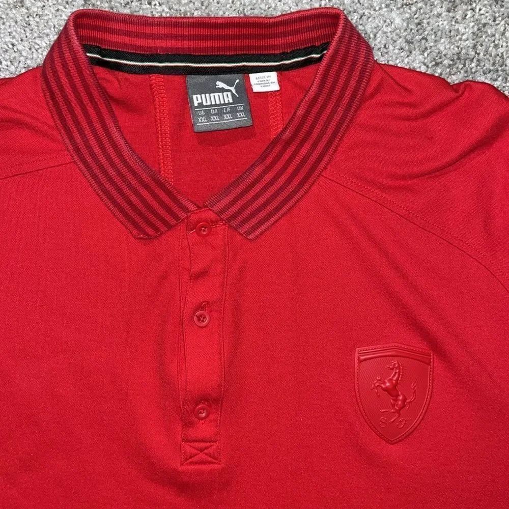 Cotton Poly Blend Ferrari Red Road Racer Shield Polo Golf Shirt XXL Puma Mens